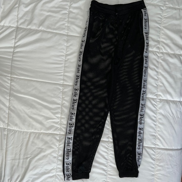 “Fake News” Black Mesh Joggers - Picture 3 of 4